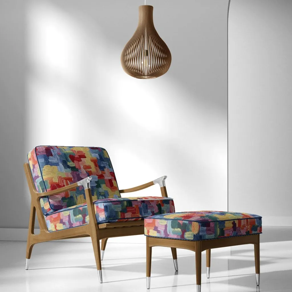 Mönstrade Möbeltyger|Abstract colourful art gobelängtyg