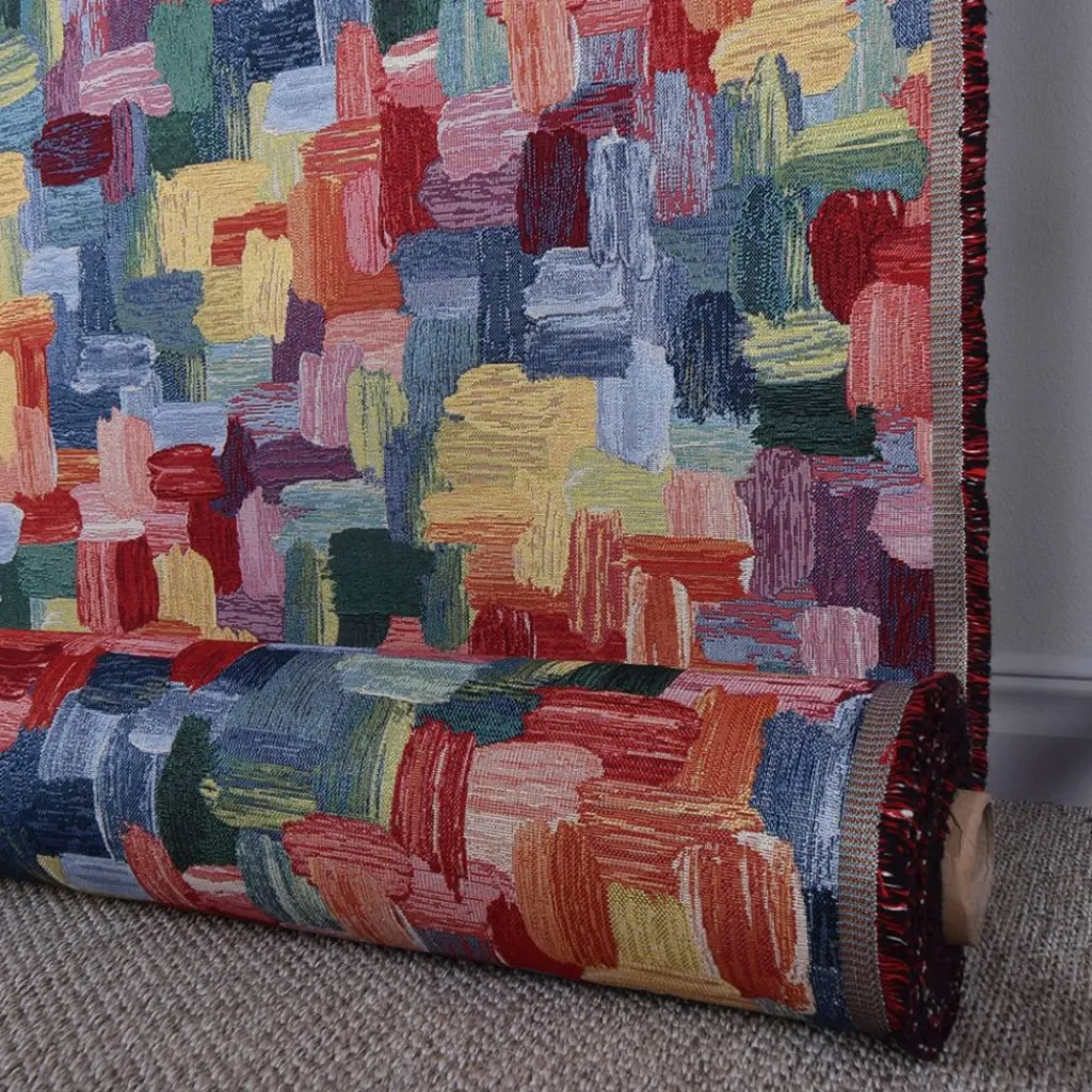 Mönstrade Möbeltyger|Abstract colourful art gobelängtyg