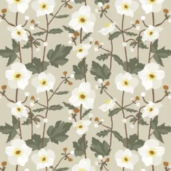 Arvidssons textil Gardintyger Mönstrade|Arvidssons Textil|Anemon beige tyg
