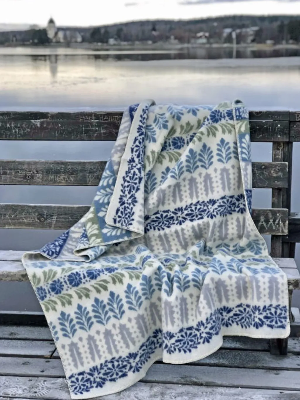 Kerstin Landström Design Ullfiltar|Arvet blå-grön ullfilt 130x180cm -