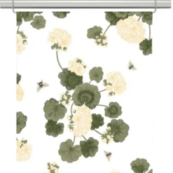 Arvidssons textil Panelgardiner|Astrid Vaniljgul Panelgardiner med Pelargoner