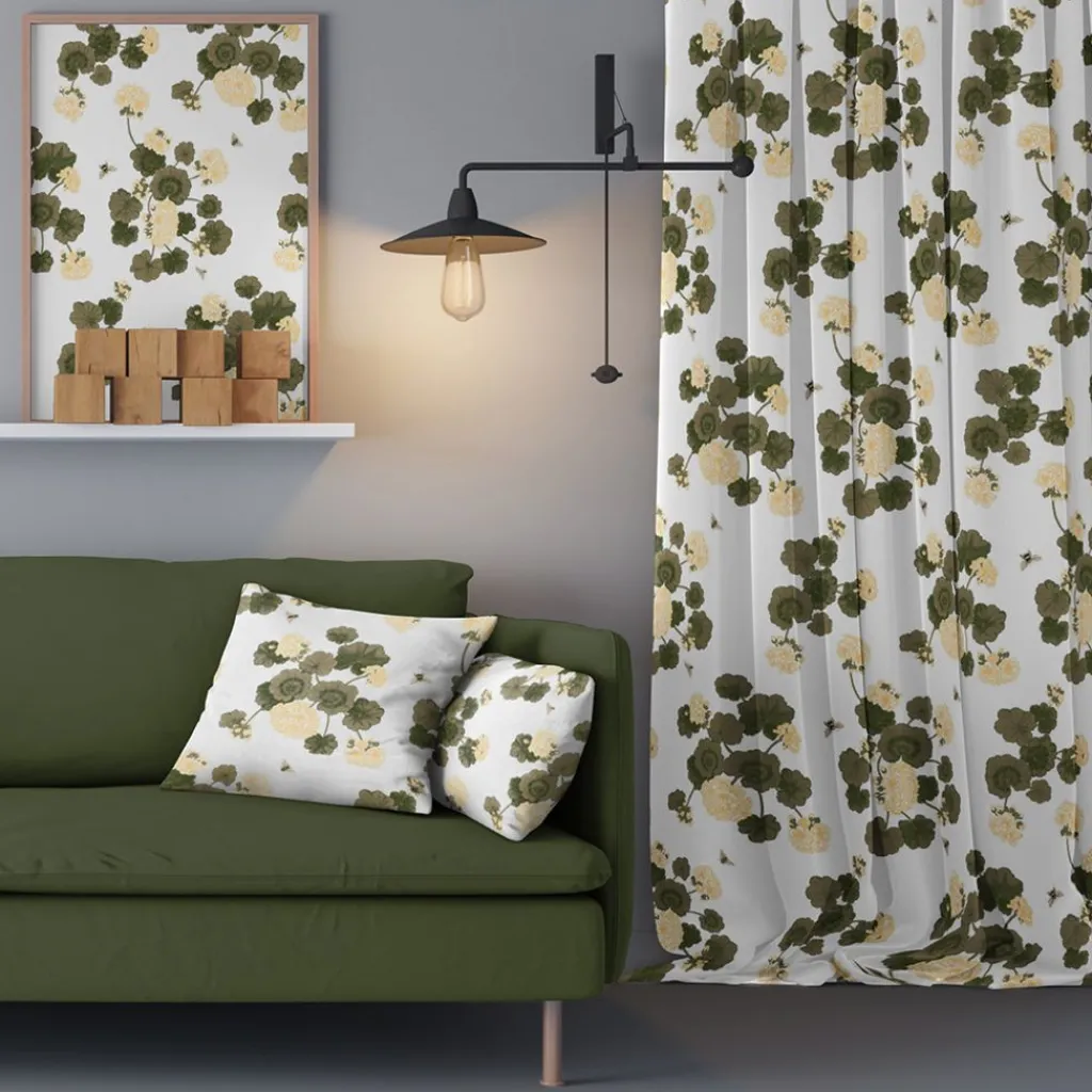 Arvidssons textil Gardintyger Mönstrade|Arvidssons Textil|Astrid vaniljgul tyg