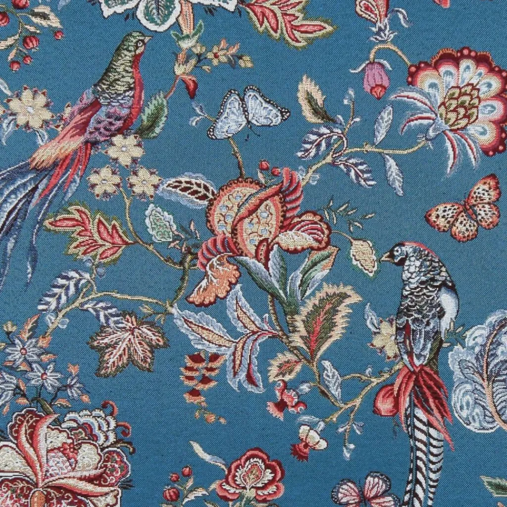 Nordisk Textil Blommiga Möbeltyger|Mönstrade Möbeltyger|Bailey blå gobeläng
