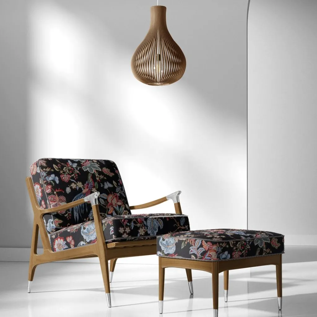 Nordisk Textil Blommiga Möbeltyger|Mönstrade Möbeltyger|Bailey svart gobeläng