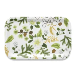 Arvidssons textil Brickor|Barr & Blom offwhite-grön bricka 27×20cm