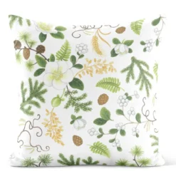 Arvidssons textil Julkuddar|Mönstrade Kuddfodral|Barr & Blom offwhite/grön – kuddfodral