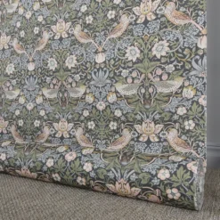 Nordisk Textil Arts & Crafts Tyger|Gardintyger Mönstrade|Beautiful birds grå-blå tyg