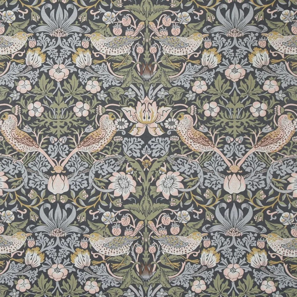 Nordisk Textil Arts & Crafts Tyger|Gardintyger Mönstrade|Beautiful birds grå-blå tyg