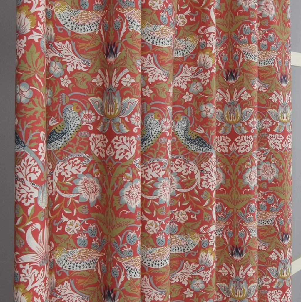 Nordisk Textil Gardiner Mönstrade|Beautiful birds röd gardiner