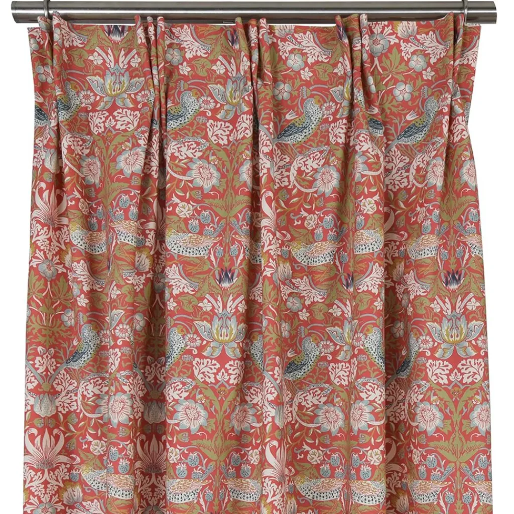 Nordisk Textil Gardiner Mönstrade|Beautiful birds röd gardiner