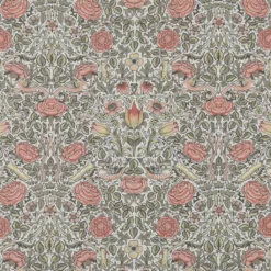 Arts & Crafts Tyger|Gardintyger Mönstrade|Birds and roses aprikos tyg
