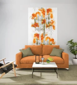 Arvidssons textil Gardintyger Mönstrade|Arvidssons Textil|Björkar orange tyg
