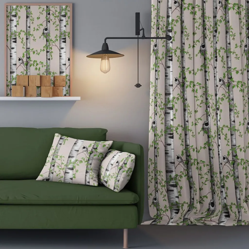Arvidssons textil Gardintyger Mönstrade|Arvidssons Textil|Björkdungen beige tyg