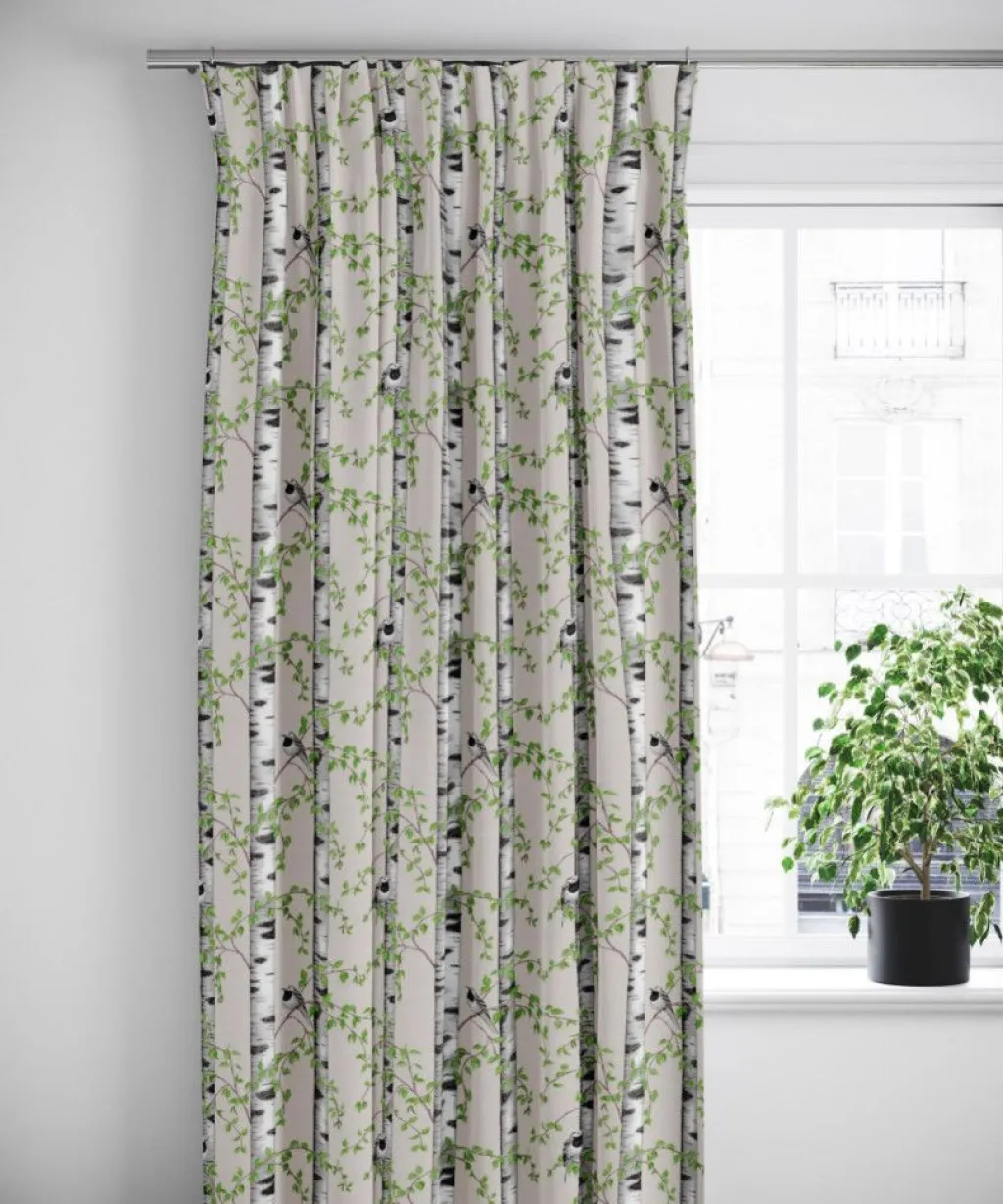 Arvidssons textil Gardintyger Mönstrade|Arvidssons Textil|Björkdungen beige tyg