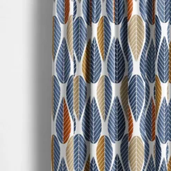 Arvidssons textil Gardiner Mönstrade|Blader blå gardiner