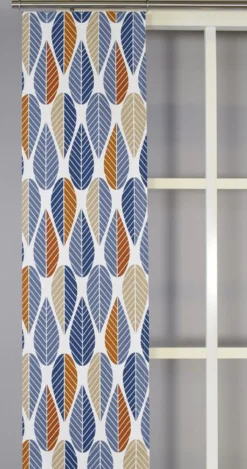 Arvidssons textil Panelgardiner|Blader blå panelgardiner