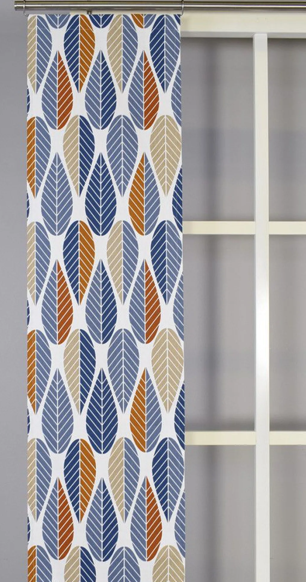 Arvidssons textil Panelgardiner|Blader blå panelgardiner