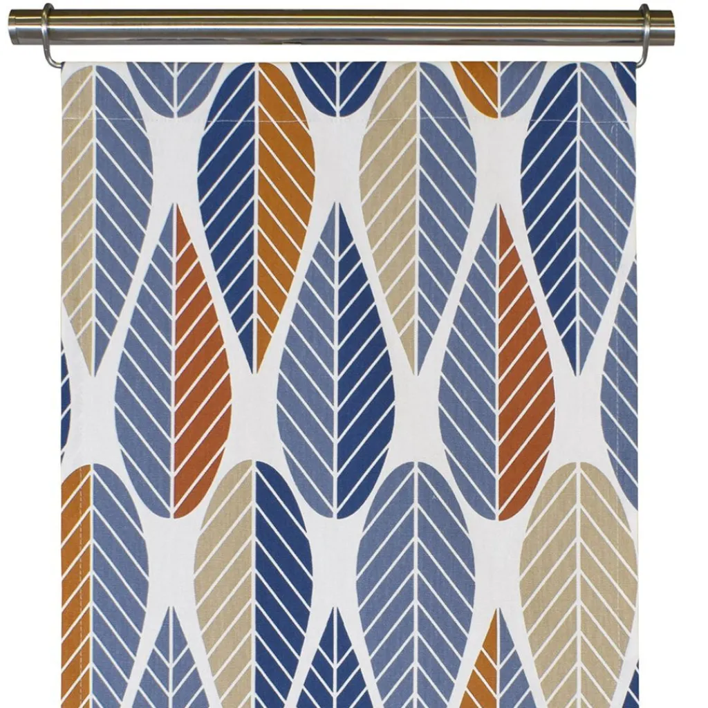 Arvidssons textil Panelgardiner|Blader blå panelgardiner