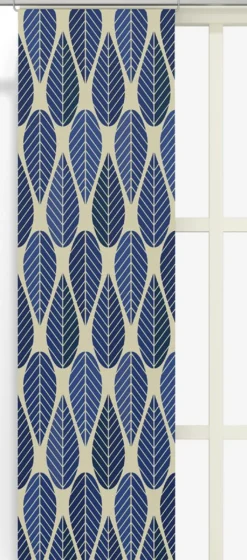 Arvidssons textil Panelgardiner|Blader culla blå panelgardiner