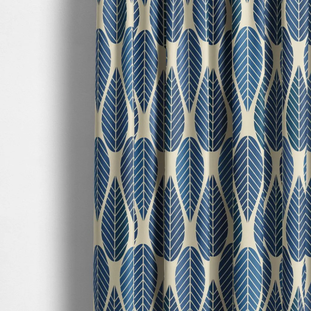 Arvidssons textil Gardintyger Mönstrade|Arvidssons Textil|Blader culla blå tyg