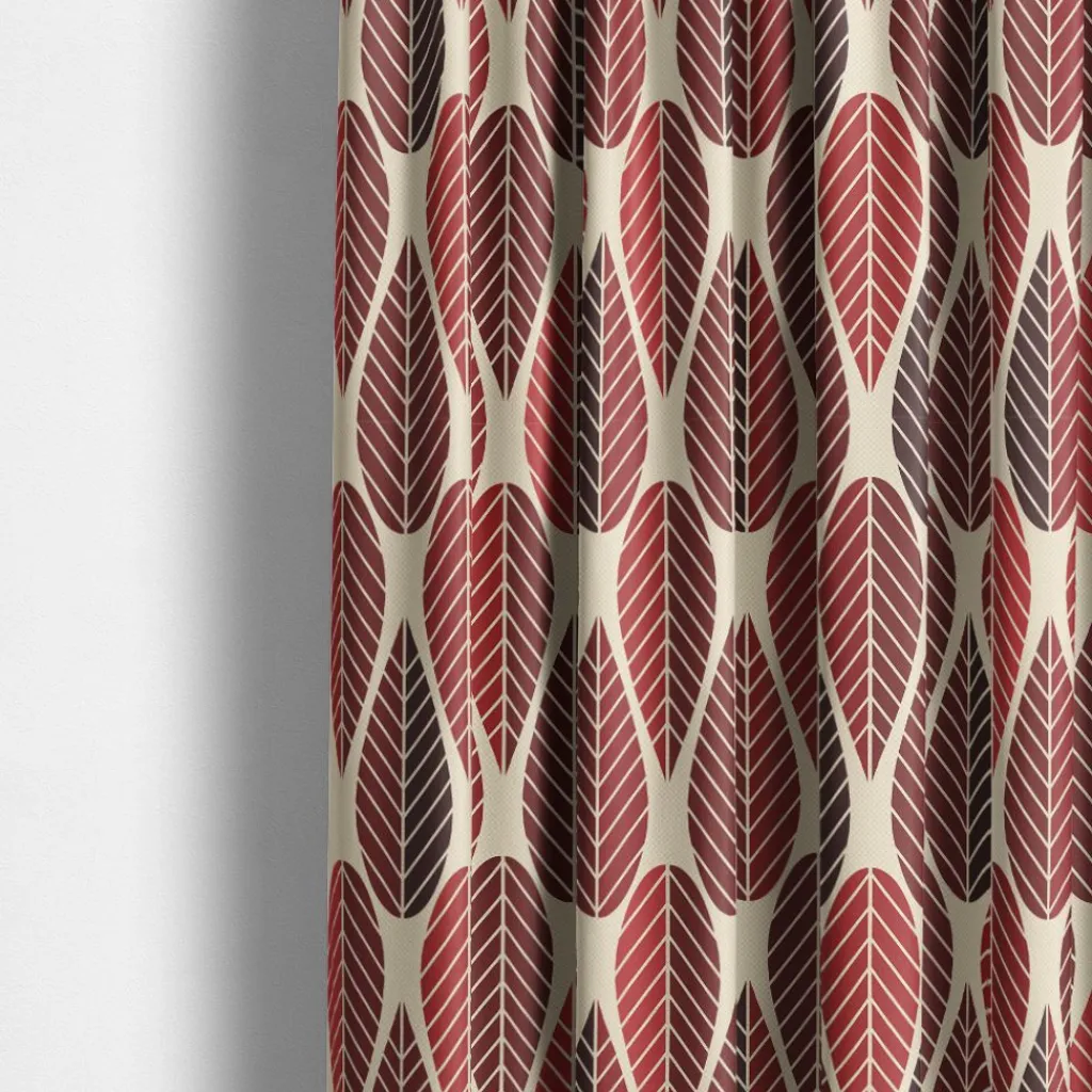 Arvidssons textil Gardintyger Mönstrade|Arvidssons Textil|Blader culla röd tyg