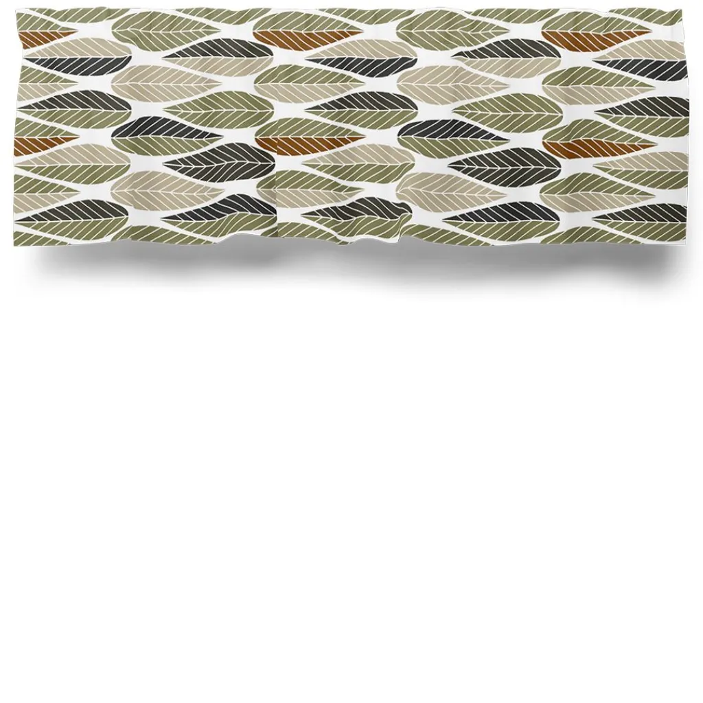 Arvidssons textil Gardinkappor Mönstrade|Blader grön-beige gardinkappa metervara