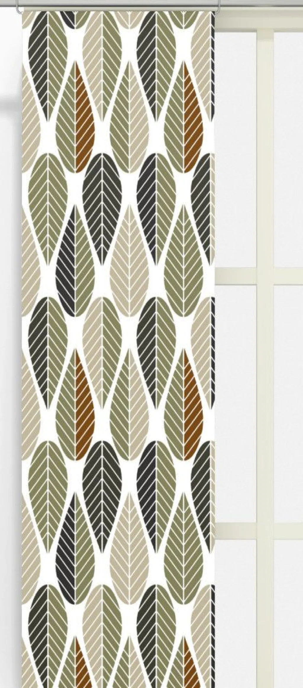 Arvidssons textil Panelgardiner|Blader grön-beige panelgardiner