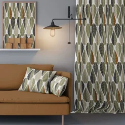 Arvidssons textil Gardintyger Mönstrade|Arvidssons Textil|Blader grön-beige tyg