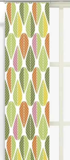 Arvidssons textil Panelgardiner|Blader grön-gul panelgardiner