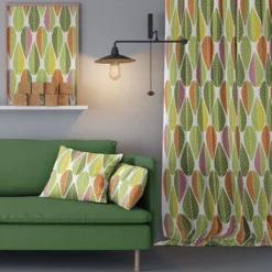 Arvidssons textil Gardintyger Mönstrade|Arvidssons Textil|Blader grön-gul tyg