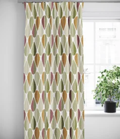 Arvidssons textil Gardiner Mönstrade|Blader grön-rost gardiner