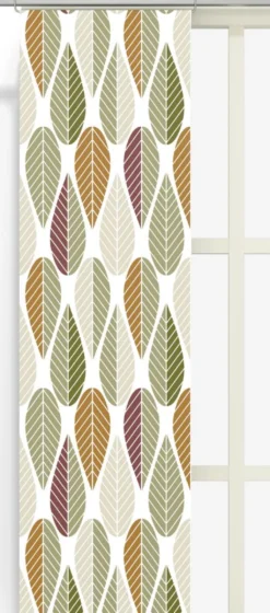 Arvidssons textil Panelgardiner|Blader grön-rost panelgardiner