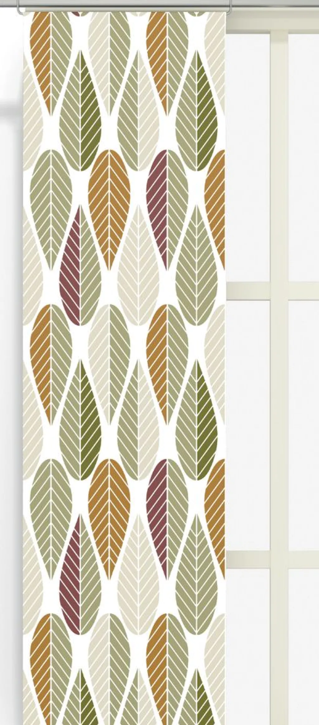 Arvidssons textil Panelgardiner|Blader grön-rost panelgardiner