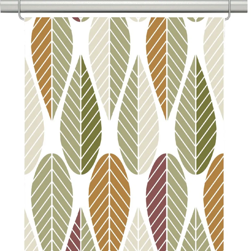 Arvidssons textil Panelgardiner|Blader grön-rost panelgardiner