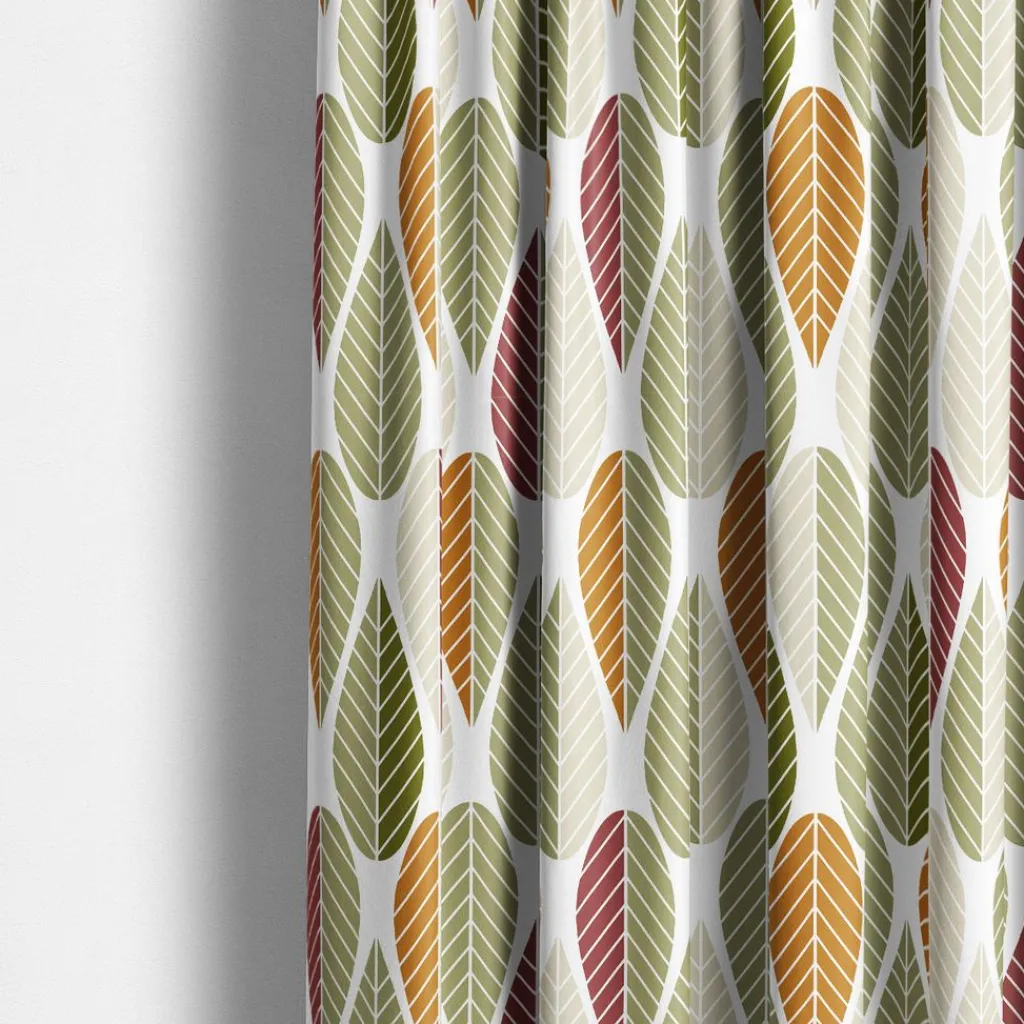 Arvidssons textil Gardintyger Mönstrade|Arvidssons Textil|Blader grön-rost tyg
