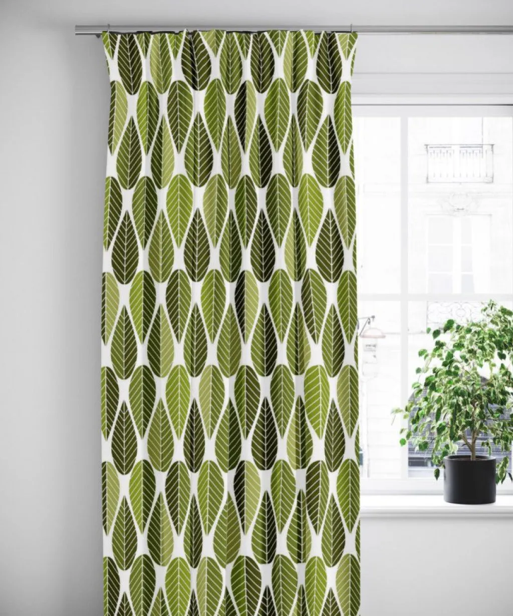 Arvidssons textil Gardintyger Mönstrade|Arvidssons Textil|Blader grön tyg