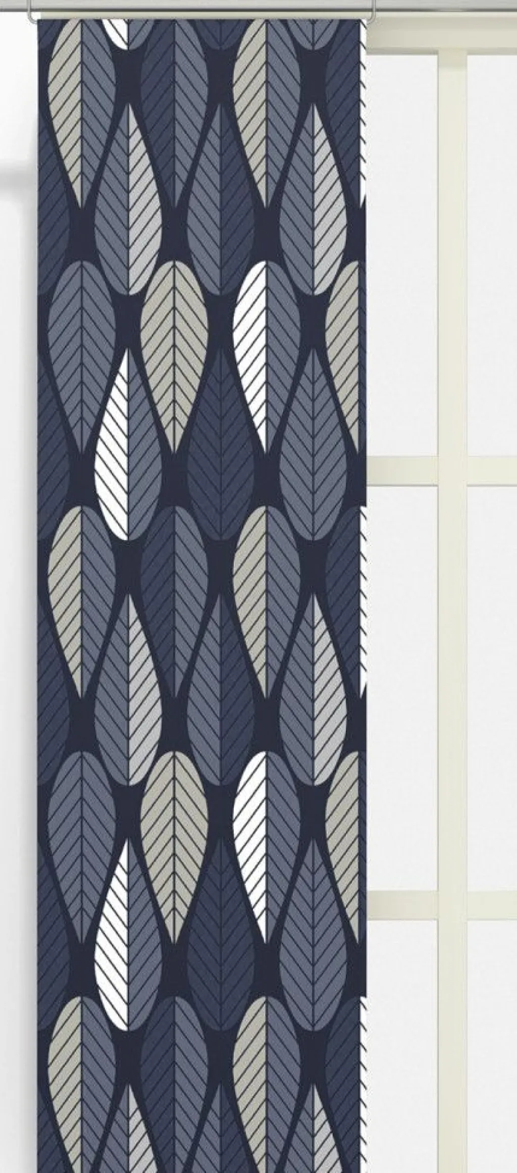 Arvidssons textil Panelgardiner|Blader mörkblå panelgardiner