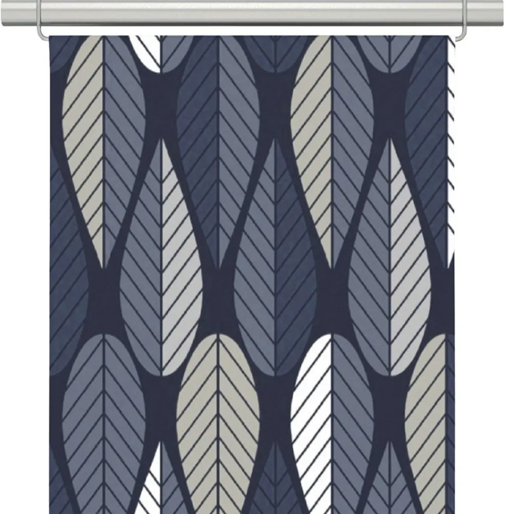 Arvidssons textil Panelgardiner|Blader mörkblå panelgardiner