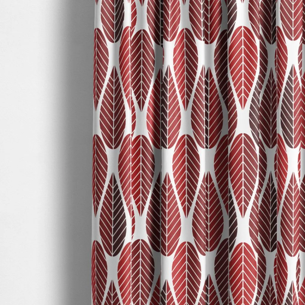 Arvidssons textil Gardintyger Mönstrade|Arvidssons Textil|Blader röd tyg