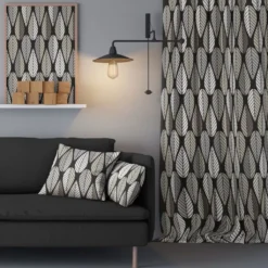 Arvidssons textil Gardiner Mönstrade|Blader svart gardiner