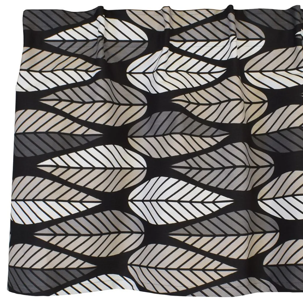 Arvidssons textil Gardinkappor Mönstrade|Blader svart gardinkappa metervara