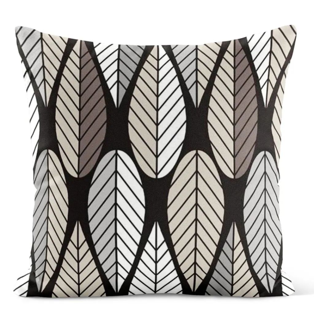 Arvidssons textil Mönstrade Kuddfodral|Blader svart kuddfodral