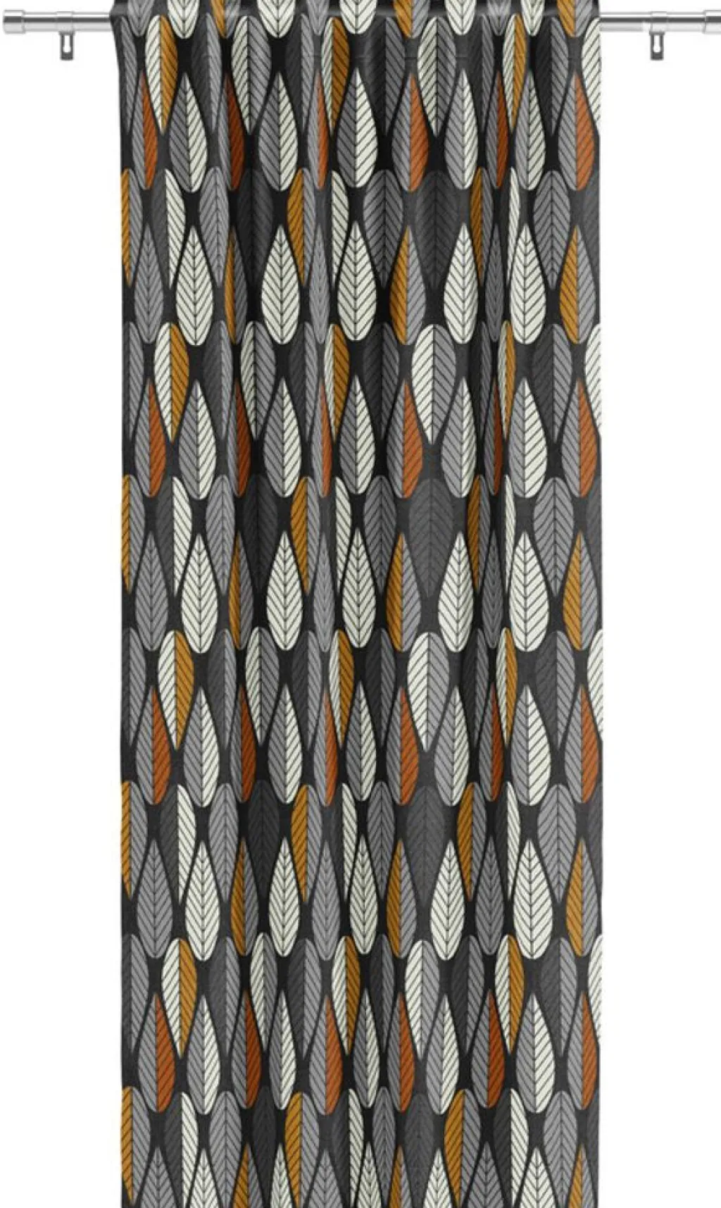 Arvidssons textil Gardintyger Mönstrade|Arvidssons Textil|Blader svart-orange tyg