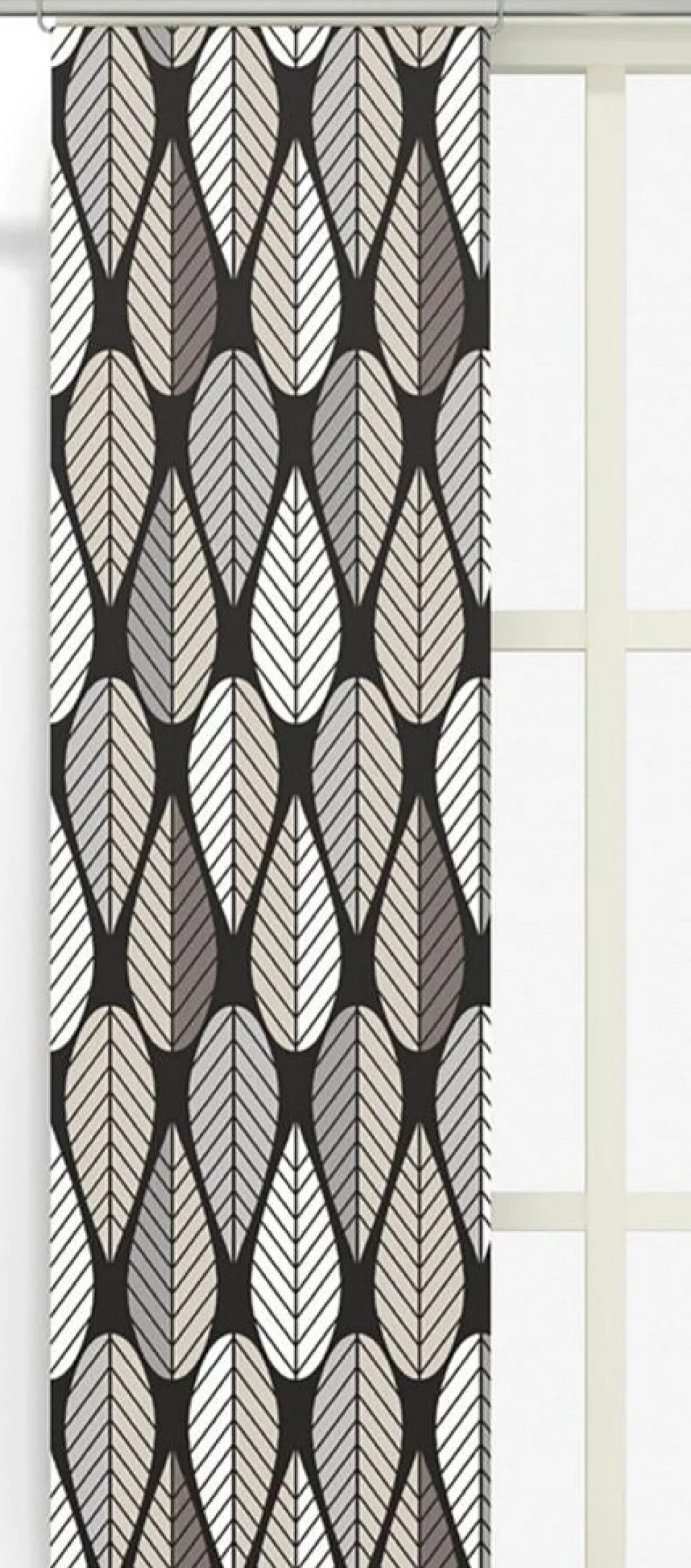 Arvidssons textil Panelgardiner|Blader svart panelgardiner