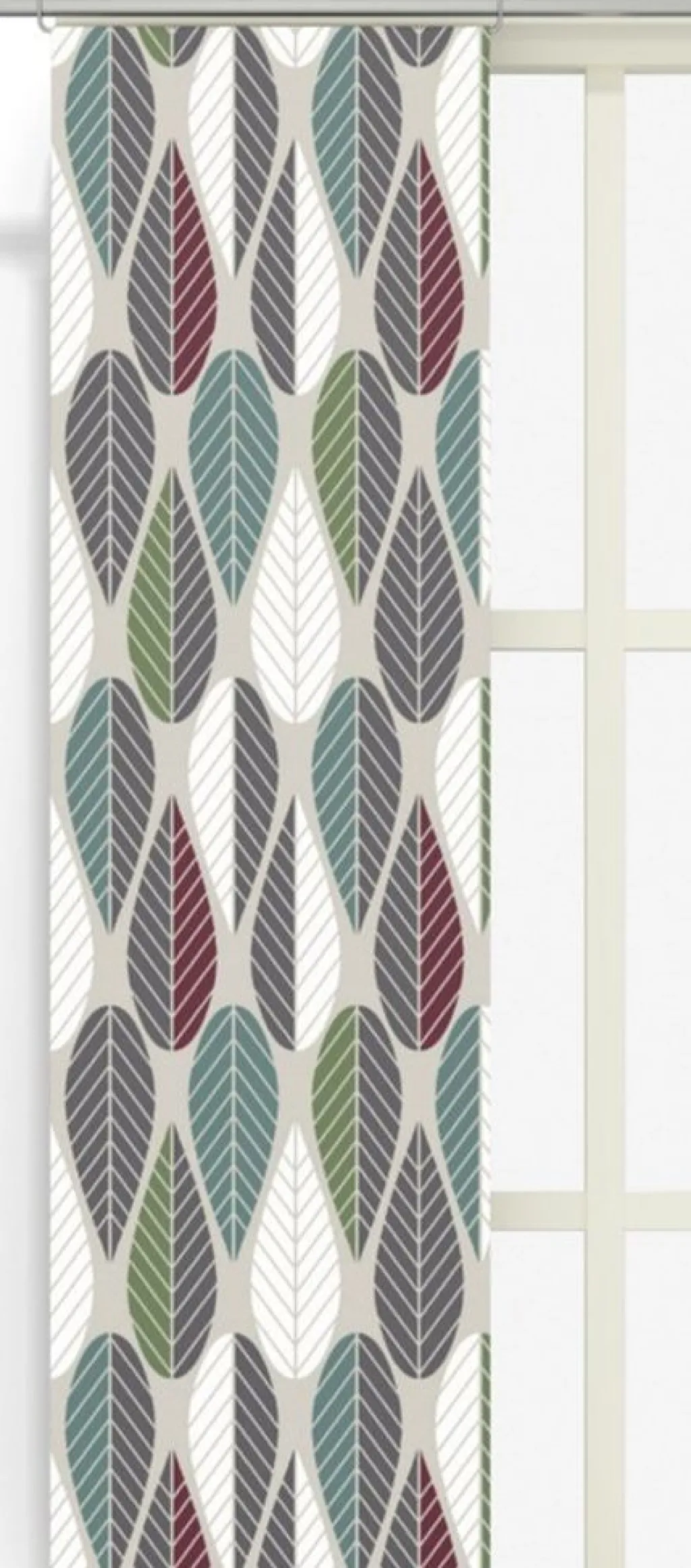Arvidssons textil Panelgardiner|Blader vinröd panelgardiner
