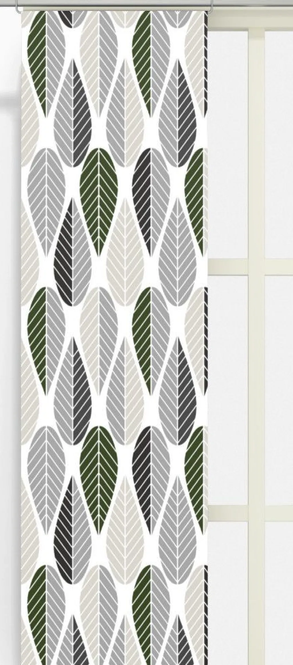 Arvidssons textil Panelgardiner|Blader vit-grå panelgardiner