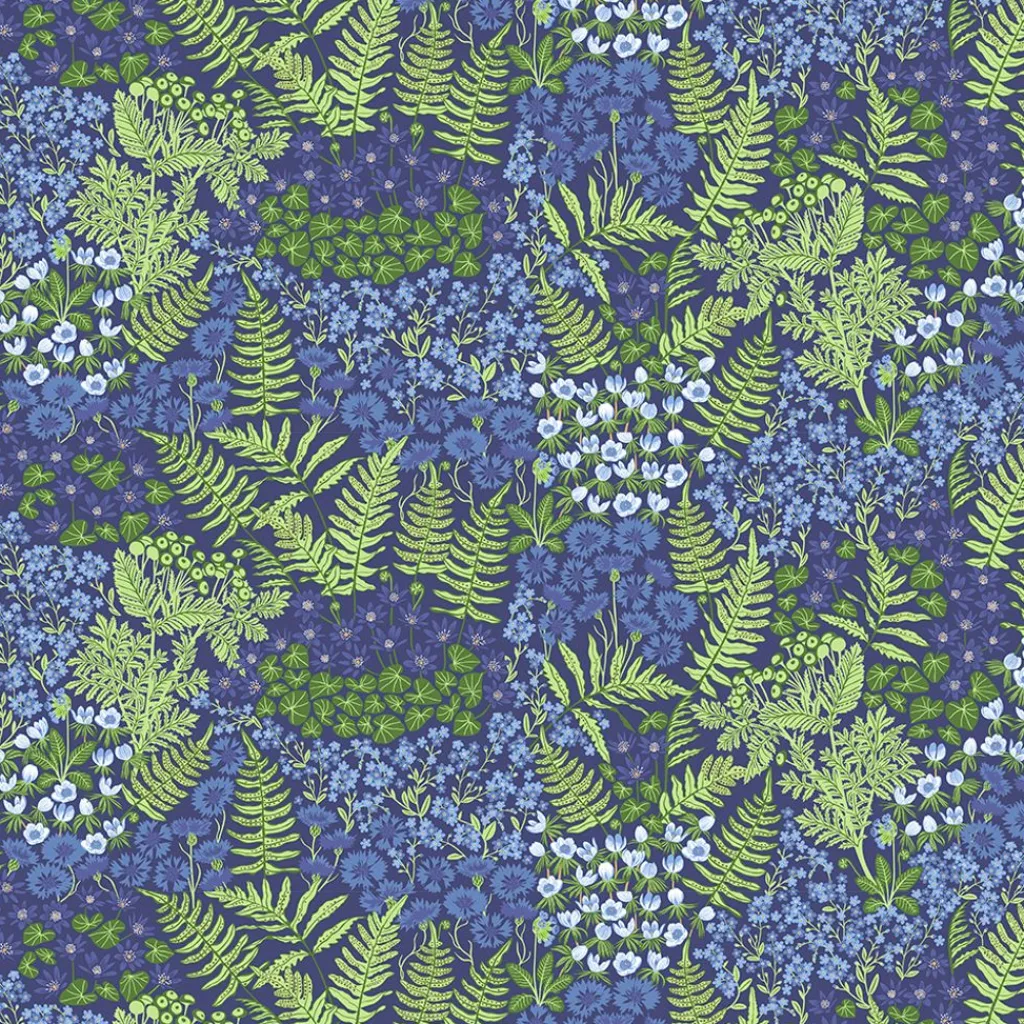 Arvidssons textil Gardintyger Mönstrade|Arvidssons Textil|Blå Blom blå tyg