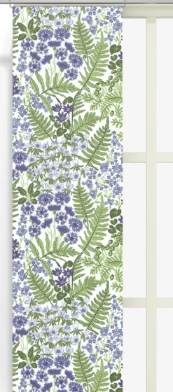 Arvidssons textil Panelgardiner|Blå Blom vit panelgardiner