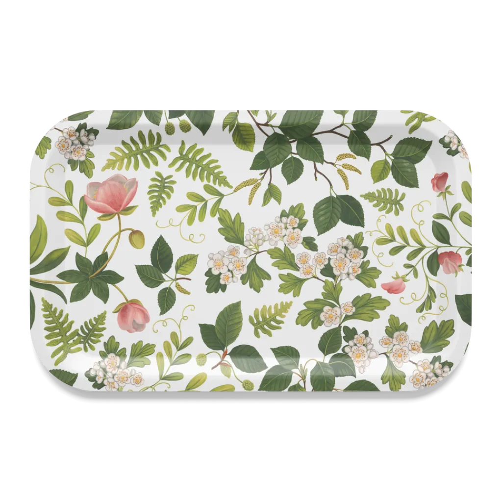 Arvidssons textil Brickor|Blomsterlund grön - Bricka 33xc21cm