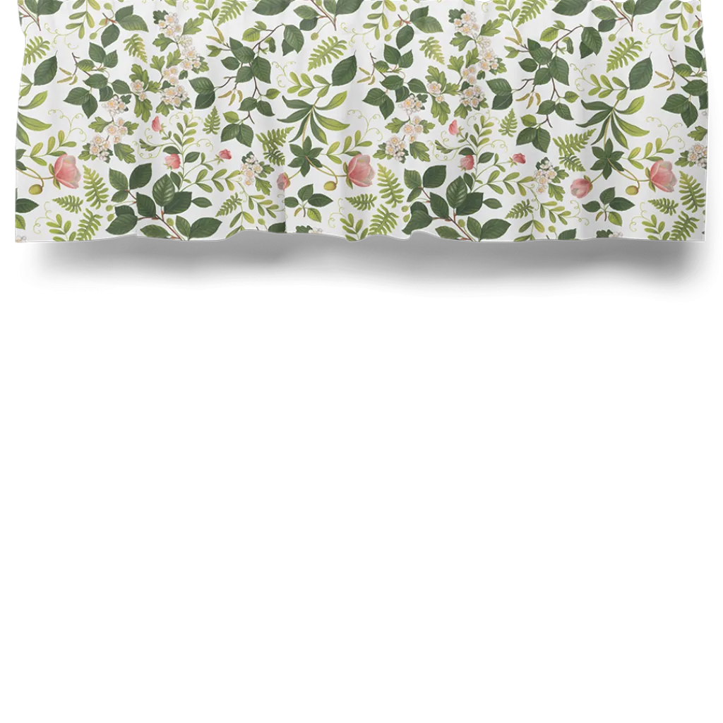 Arvidssons textil Gardinkappor Mönstrade|Blomsterlund grön - gardinkappa metervara